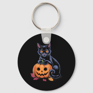 Chaveiro Fantasia de Halloween de Abóbora de Gato Preto Ret