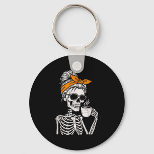Chaveiro Fantasia de Halloween de Esqueleto Bebendo Café co