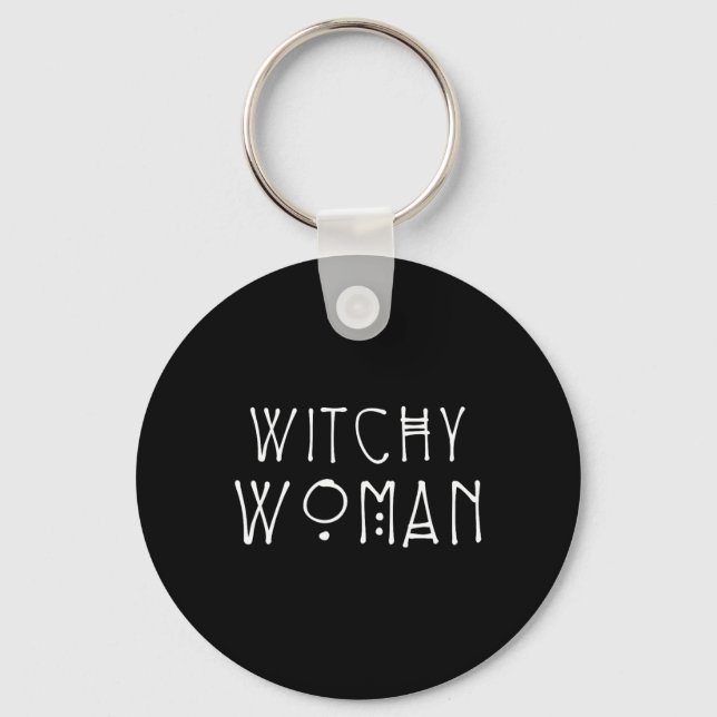 Chaveiro Fantasia de Halloween de Mulher Witchy (Frente)