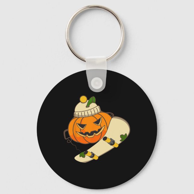 Chaveiro Fantasia de Halloween de Skateboard de Abóbora Eng (Frente)