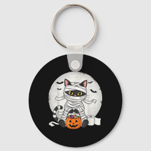 Chaveiro Fantasia de Múmia de Gato Preto Fofa de Halloween