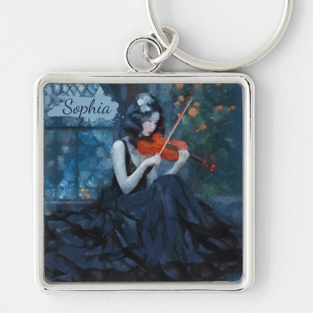 Chaveiro Fantasia Gótica Violinista Escuro no Jardim da Lua (Frente)