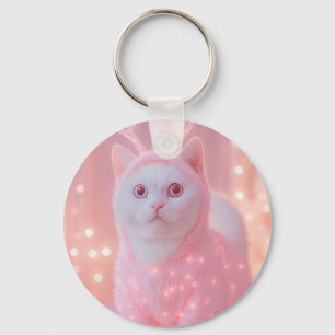Chaveiro Fantasia Invernal de Gatinho Rena Brilhante Fofa  