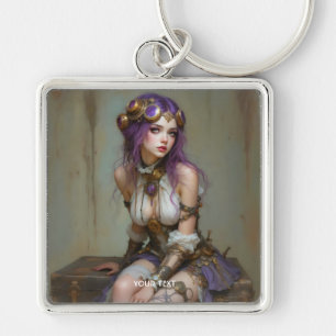 Chaveiro Fantasia Menina Roxa Fofo Steampunk