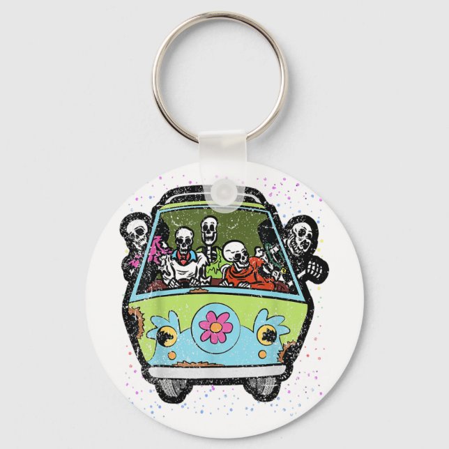 Chaveiro Fantasias de Halloween de Van Hippie Bones Retro  (Frente)
