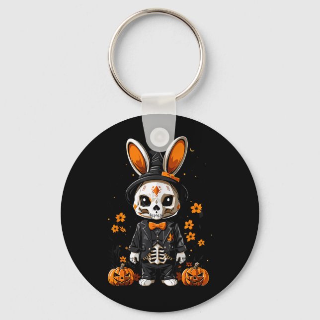 Chaveiro Fantasioso Coelho Esqueleto Fantasia de Halloween (Frente)