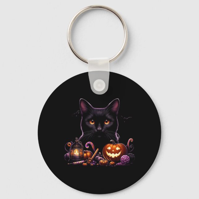 Chaveiro Fantasioso Traje de Gato de Halloween Abóbora Gato (Frente)