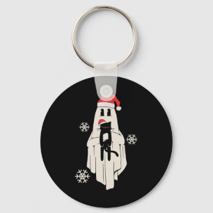 Chaveiro Fantasma Bonita Com Papai Noel Segurando Gato Pret