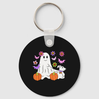 Chaveiro Fantasma Bonito Cachorro Andando Floral Pumpkin Pe