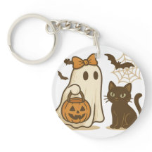 Fantasma Bonito com Arco e Gato Preto - Spook Ador