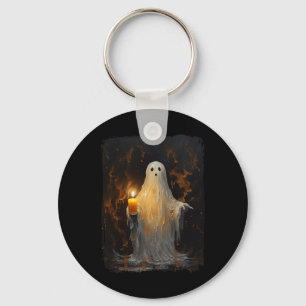 Chaveiro Fantasma Bonito Segurando Velas Diversão Halloween