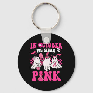 Chaveiro Fantasma Cute do Guerreiro do Cancer de Mama Rosa 