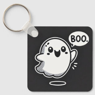 Chaveiro Fantasma de desenho animado fofo dizendo Boo