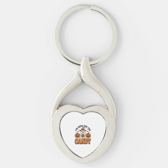 Chaveiro Fantasma de Halloween Aqui Para os Doces Fofo Vint (Frente)