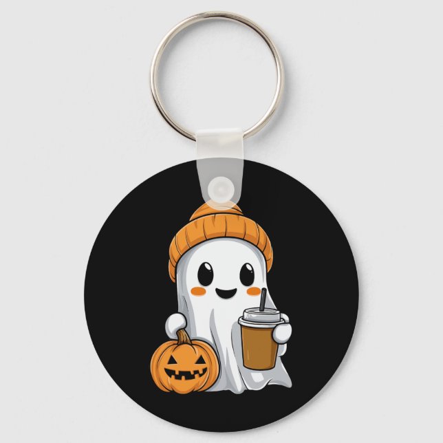 Chaveiro Fantasma De Halloween Com Engraçado Café Encantado (Frente)