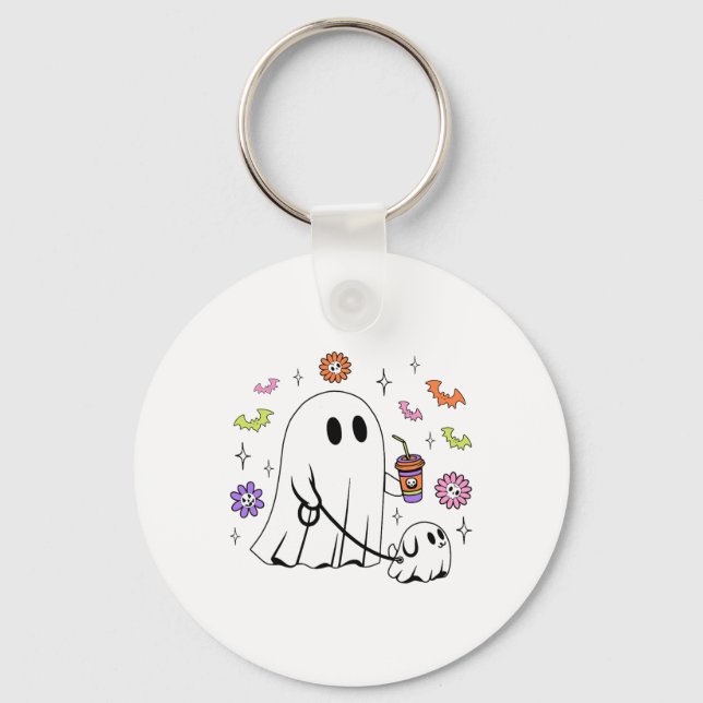 Chaveiro Fantasma Engraçado Andando Cachorro Spooky Ghost C (Frente)