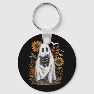Chaveiro Fantasma Engraçado, segurando Ghost Negro no Hallo