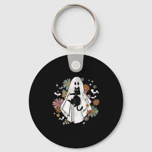 Chaveiro Fantasma Engraçado, segurando Ghost Negro no Hallo