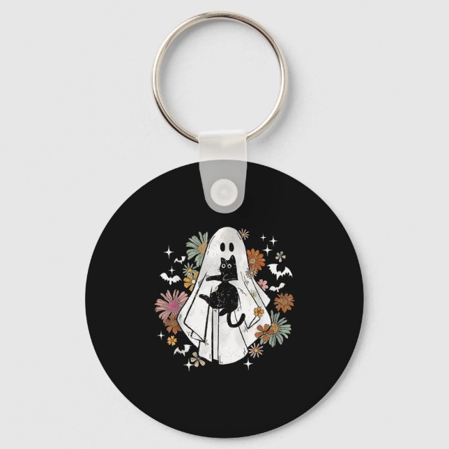 Chaveiro Fantasma Engraçado, segurando Ghost Negro no Hallo (Frente)