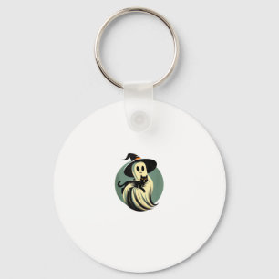 Chaveiro Fantasma Engraçado Segurando Um Gato Negro Preguiç