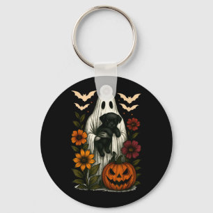 Chaveiro Fantasma Floral Cachorro Preto Coquette Halloween