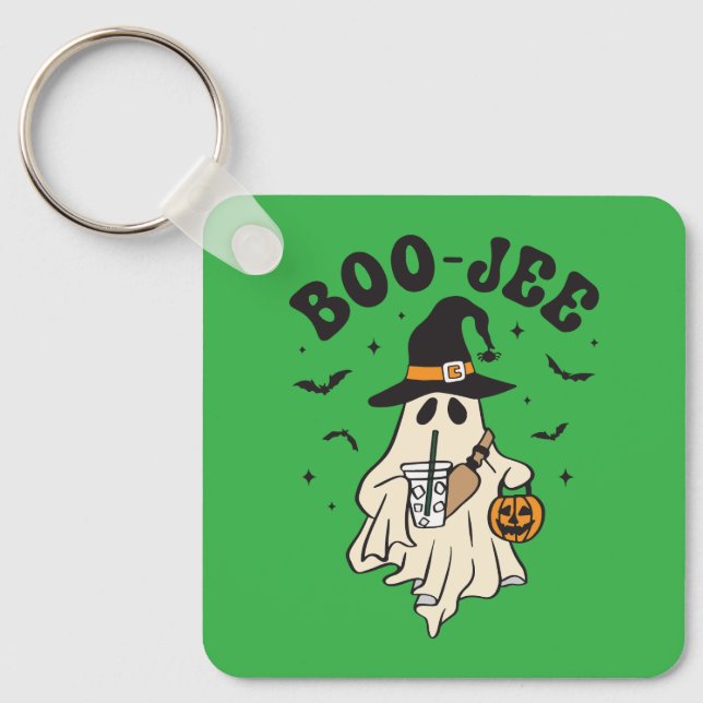 Chaveiro Fantasma fofo com café gelado (Frente)