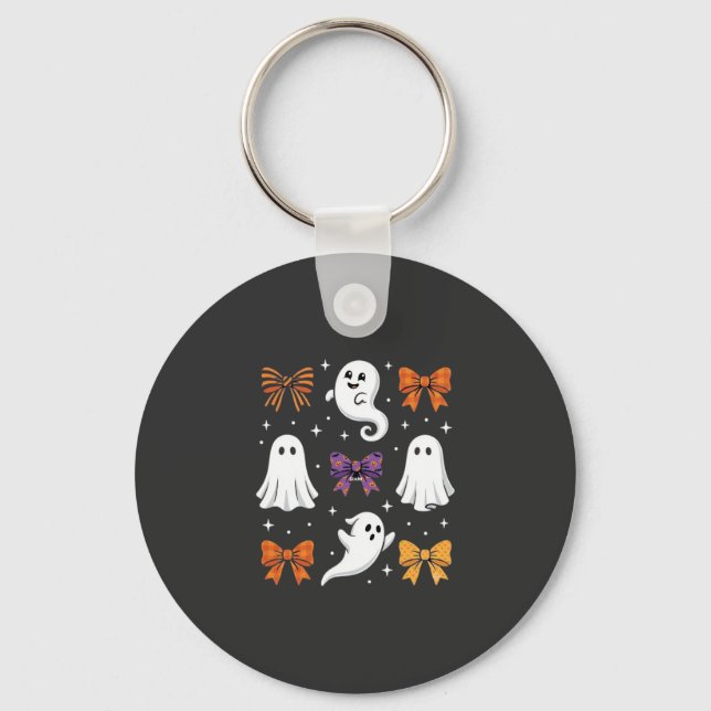 Chaveiro Fantasma Fofo com Laços Design de Halloween_1 (Frente)