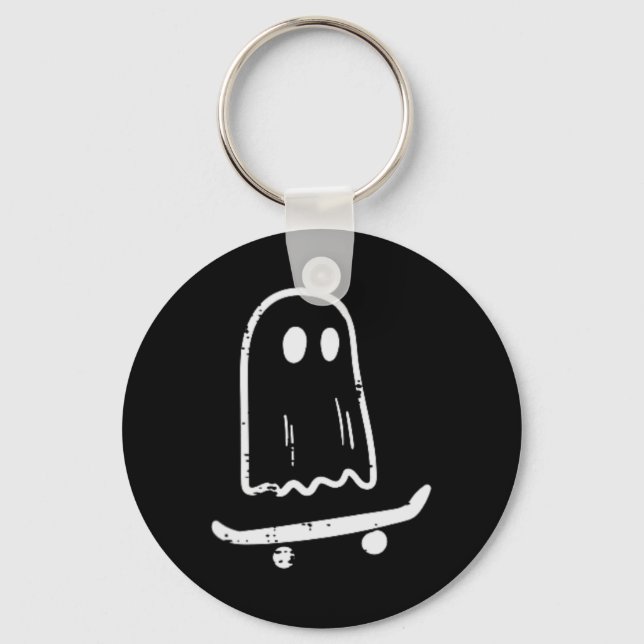 Chaveiro Fantasma No Skateboard Retro Halloween Costume Bo (Frente)