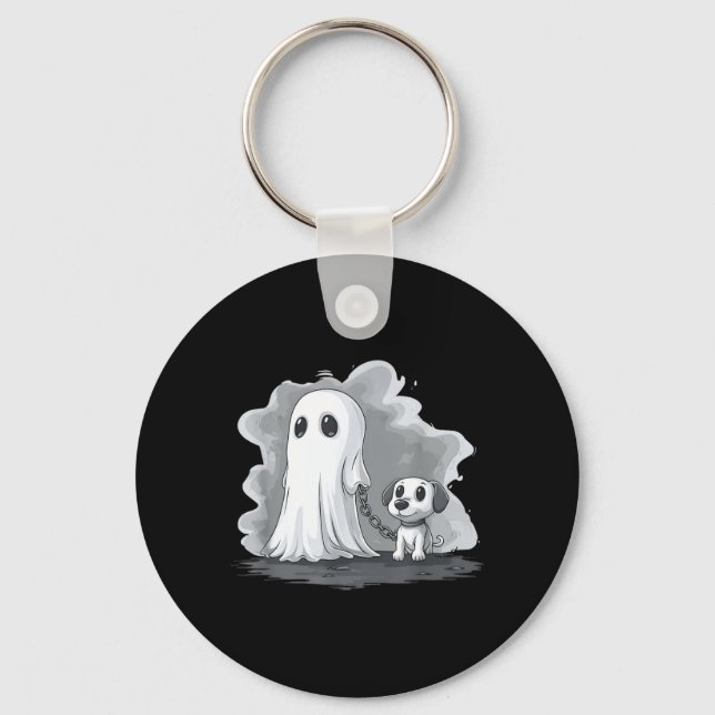 Chaveiro Fantasma segurando cachorrinho fantasia engraçada  (Frente)