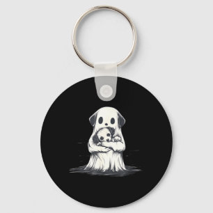 Chaveiro Fantasma segurando cachorrinho Roupa engraçada de 