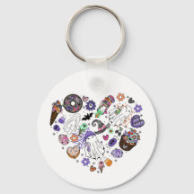 Fantasmas do Halloween e forma do Coração do Pumpk