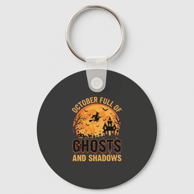 Chaveiro Fantasmas e Sombras Design da Lua de Halloween (Frente)
