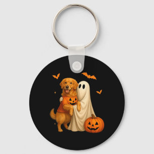 Chaveiro Fantasmas segurando cachorro dourado Halloween - D