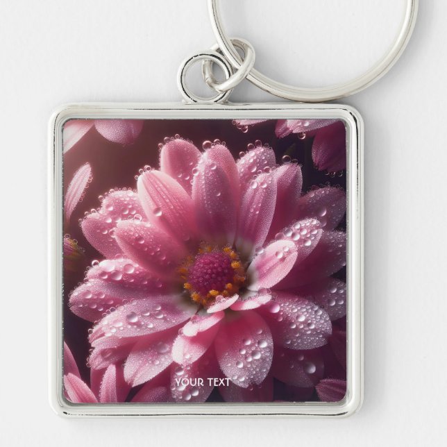 Chaveiro Fantástica Flor Cor-de-Rosa (Frente)