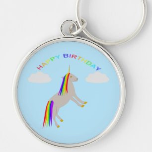 Chaveiro Fantasy Birthday Unicorn Rainbow and Clouds
