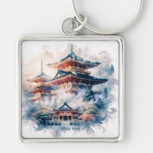 Chaveiro Fantasy Cujo Templo Japonês Watercolor