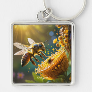 Chaveiro Fantasy Cute Bee Flowers Sun