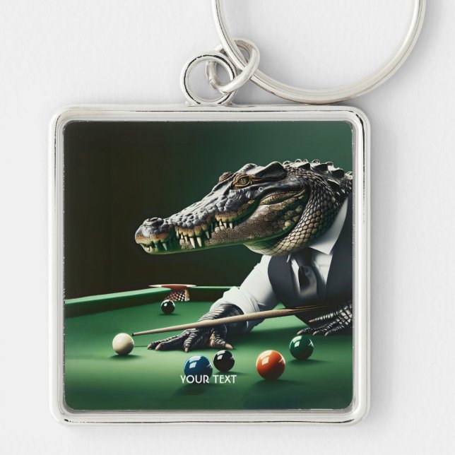 Chaveiro Fantasy Cute Crocodile Jogando Billiard (Frente)