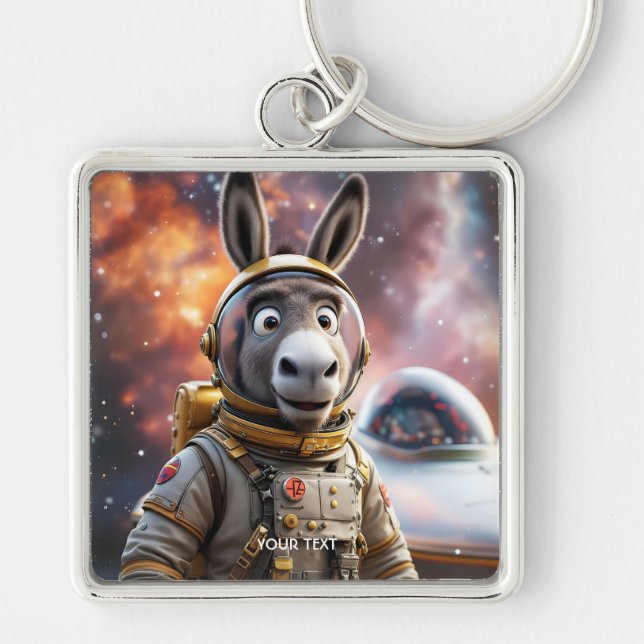 Chaveiro Fantasy Cute Donkey Astronauta Space (Frente)