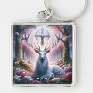 Chaveiro Fantasy Cute King Deer Flowers