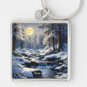 Chaveiro Fantasy Cute Moon Winter Forest