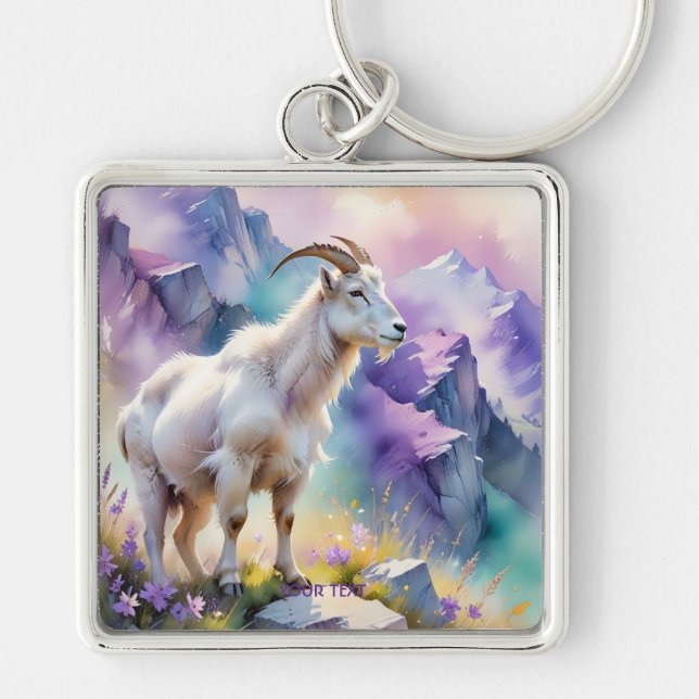 Chaveiro Fantasy Cute Mountain Goat Meadow (Frente)