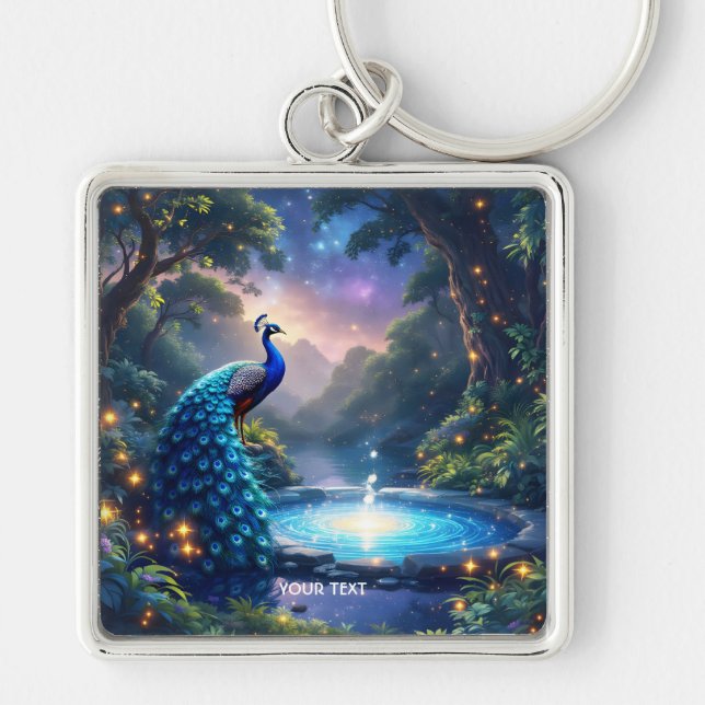 Chaveiro Fantasy Cute Night Puddle Peacock (Frente)