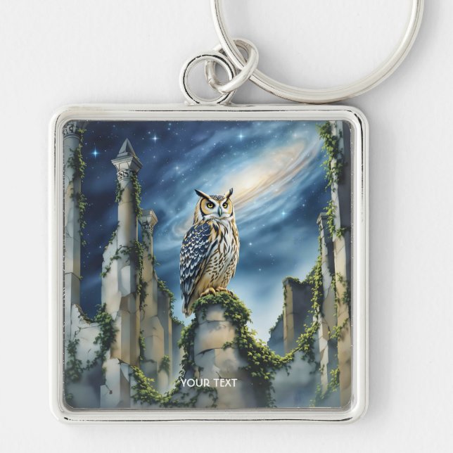 Chaveiro Fantasy Cute Owl Old Ruins (Frente)