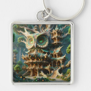 Chaveiro Fantasy Cute Owl Tree House