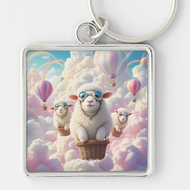 Chaveiro Fantasy Cute Pastel Family Sheep (Frente)