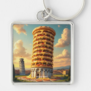 Chaveiro Fantasy Cute Pisa Tower Pizza