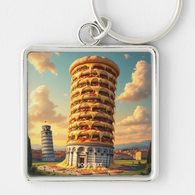 Chaveiro Fantasy Cute Pisa Tower Pizza (Frente)