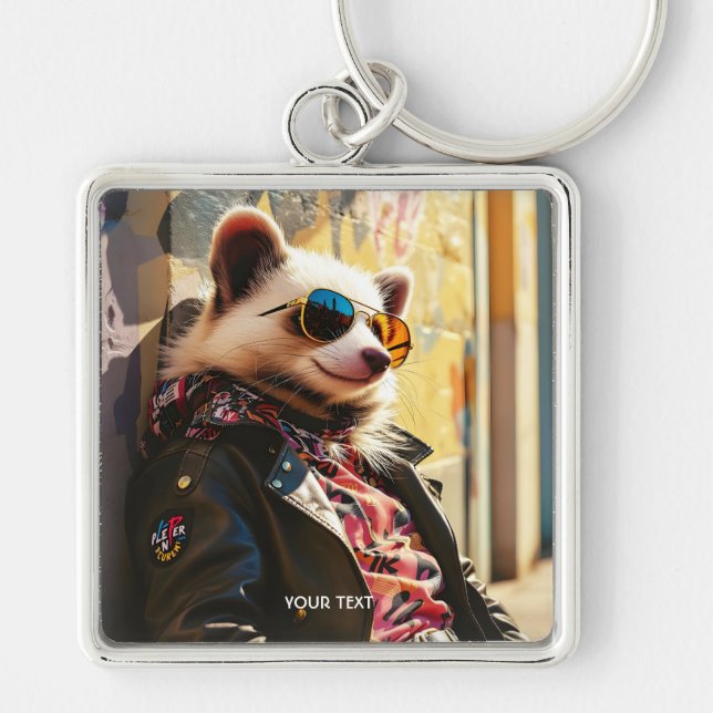 Chaveiro Fantasy Cute Possum Leather Jaqueta (Frente)
