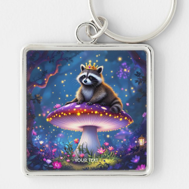 Chaveiro Fantasy Cute Racoon Mushroom Crown (Frente)